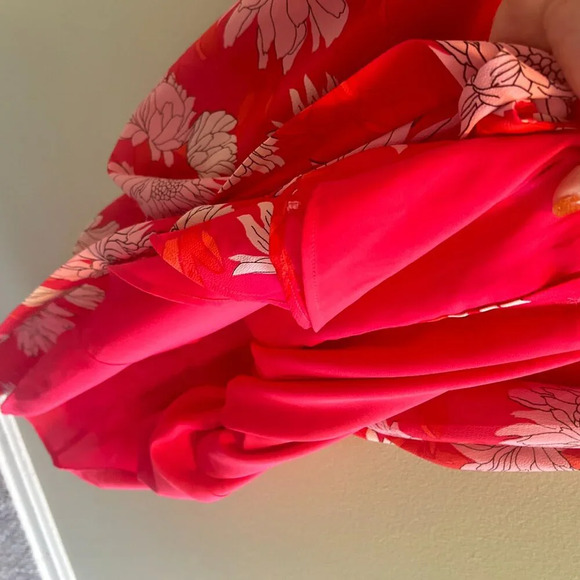 Talbots Belted Midi Shirtdress Chrysanthemum Womens Size 6 Pink Floral Flowy - Picture 7 of 9